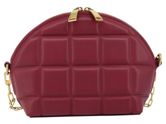 Bottega Veneta Bolsa de corrente meia-lua acolchoada em couro Bordeaux ouro Auth 177240A Dourado - vista 13