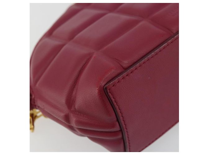Bottega Veneta Bolsa de corrente meia-lua acolchoada em couro Bordeaux ouro Auth 177240A Dourado - vista 14