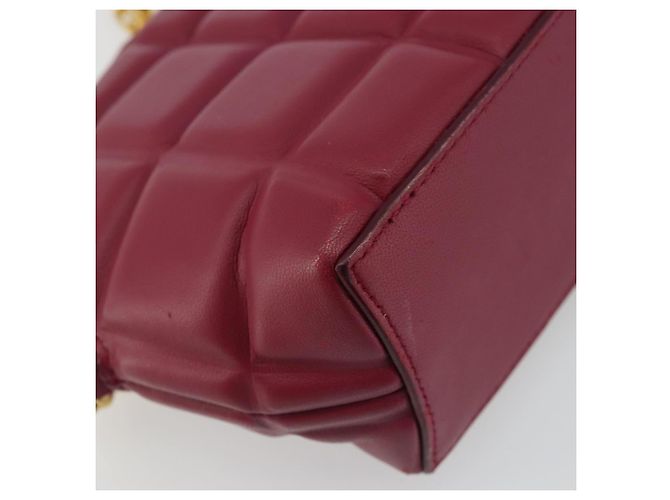 Bottega Veneta Bolsa de corrente meia-lua acolchoada em couro Bordeaux ouro Auth 177240A Dourado - vista 16