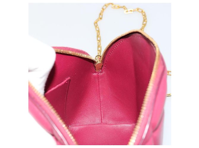 Bottega Veneta Bolsa de corrente meia-lua acolchoada em couro Bordeaux ouro Auth 177240A Dourado - vista 17