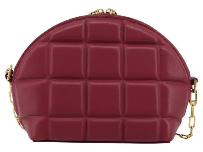 Bottega Veneta Bolsa de corrente meia-lua acolchoada em couro Bordeaux ouro Auth 177240A Dourado - vista 2