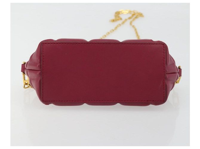 Bottega Veneta Bolsa de corrente meia-lua acolchoada em couro Bordeaux ouro Auth 177240A Dourado - vista 5