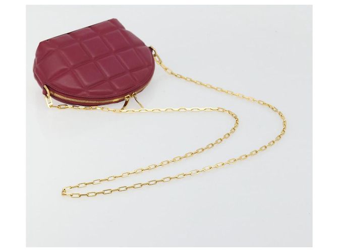 Bottega Veneta Bolsa de corrente meia-lua acolchoada em couro Bordeaux ouro Auth 177240A Dourado - vista 7
