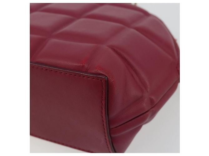 Bottega Veneta Bolsa de corrente meia-lua acolchoada em couro Bordeaux ouro Auth 177240A Dourado - vista 9