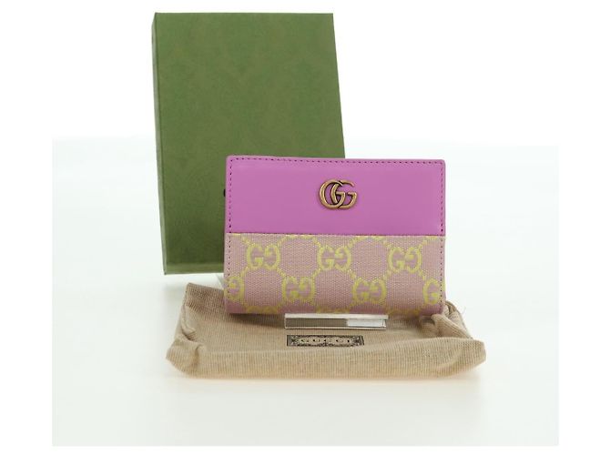 Billetera Bifold GG Canvas Gucci Rosa Dorado 783121 Auth BA12478M - vista 23