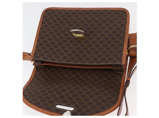 Céline CELINE Macadam Canvas Schultertasche aus PVC-Leder Braun Gold Auth 177673A Golden - Ansicht 15
