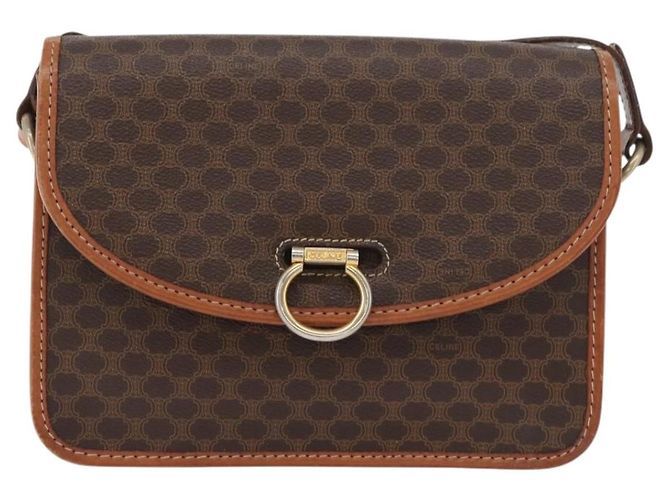 Céline CELINE Macadam Canvas Schultertasche aus PVC-Leder Braun Gold Auth 177673A Golden - Ansicht 2