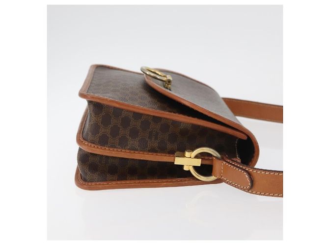 Céline CELINE Macadam Canvas Schultertasche aus PVC-Leder Braun Gold Auth 177673A Golden - Ansicht 4