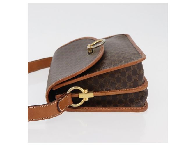 Céline CELINE Macadam Canvas Schultertasche aus PVC-Leder Braun Gold Auth 177673A Golden - Ansicht 5