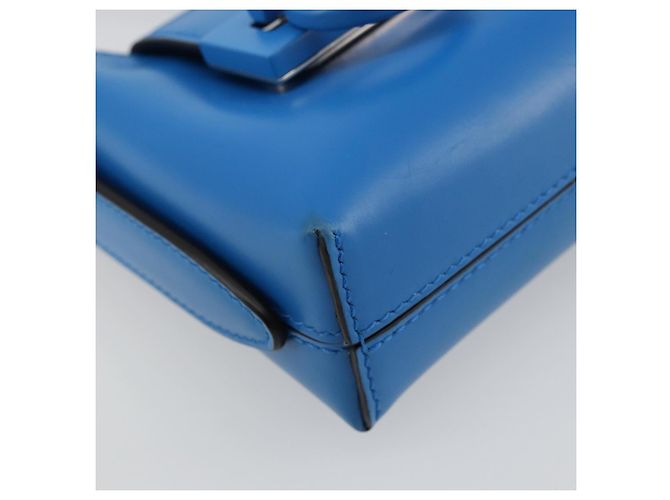 Borsa a mano Gancini in pelle blu argento Auth 177222A di Salvatore Ferragamo - vista 11