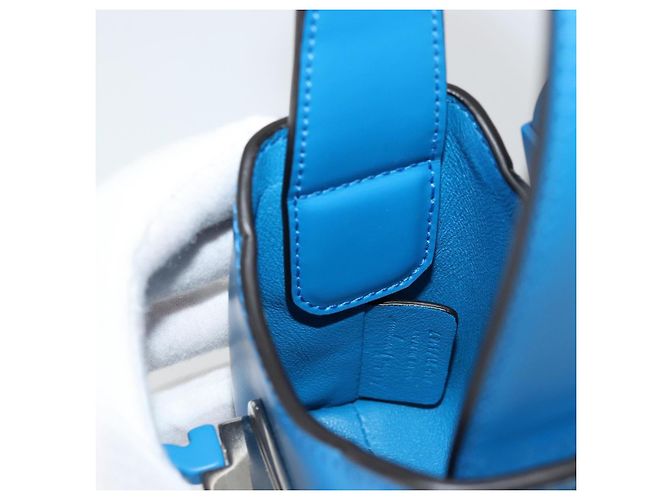 Borsa a mano Gancini in pelle blu argento Auth 177222A di Salvatore Ferragamo - vista 18