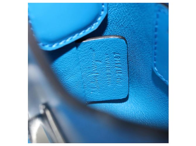 Borsa a mano Gancini in pelle blu argento Auth 177222A di Salvatore Ferragamo - vista 19
