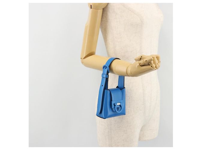 Borsa a mano Gancini in pelle blu argento Auth 177222A di Salvatore Ferragamo - vista 20