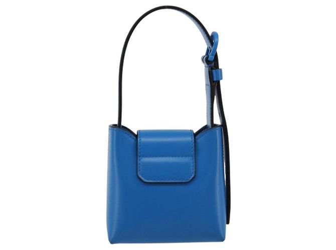Borsa a mano Gancini in pelle blu argento Auth 177222A di Salvatore Ferragamo - vista 3
