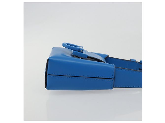 Borsa a mano Gancini in pelle blu argento Auth 177222A di Salvatore Ferragamo - vista 4