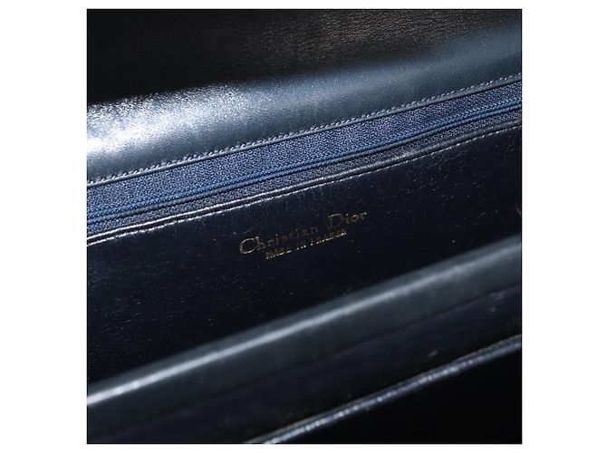 Borsa a Spalla Christian Dior in Pelle Blu Navy Oro Auth bs34558 D'oro - vista 16