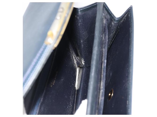 Borsa a Spalla Christian Dior in Pelle Blu Navy Oro Auth bs34558 D'oro - vista 18