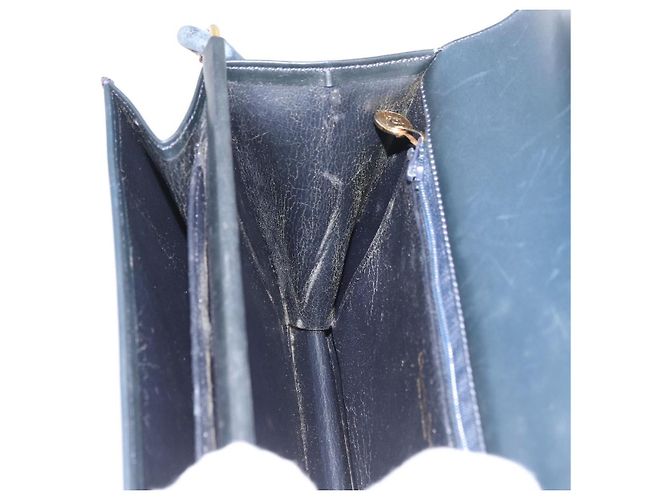 Borsa a Spalla Christian Dior in Pelle Blu Navy Oro Auth bs34558 D'oro - vista 19