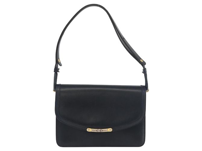 Borsa a Spalla Christian Dior in Pelle Blu Navy Oro Auth bs34558 D'oro - vista 2