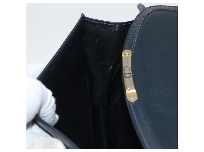 Borsa a Spalla Christian Dior in Pelle Blu Navy Oro Auth bs34558 D'oro - vista 21