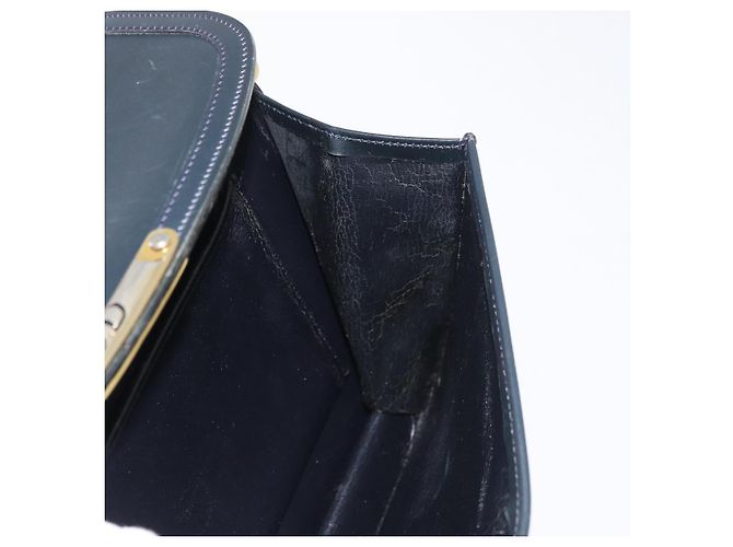 Borsa a Spalla Christian Dior in Pelle Blu Navy Oro Auth bs34558 D'oro - vista 22