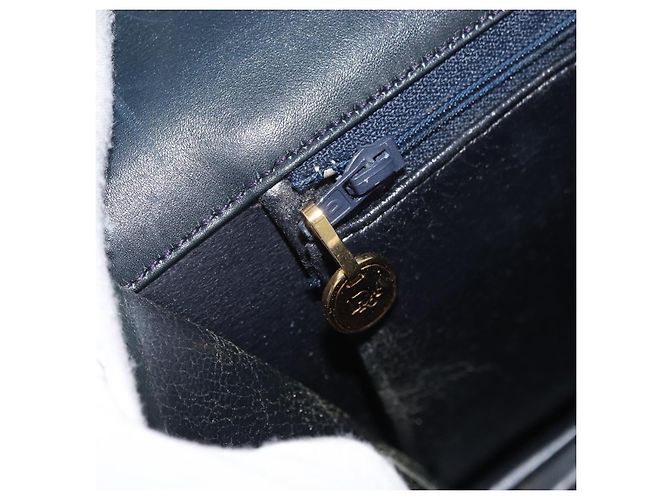Borsa a Spalla Christian Dior in Pelle Blu Navy Oro Auth bs34558 D'oro - vista 23