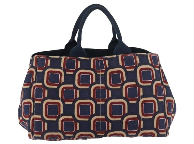 PRADA Borsa Canapa L in tela blu navy e oro Auth bs34839A D'oro - vista 2
