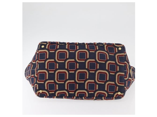 PRADA Borsa Canapa L in tela blu navy e oro Auth bs34839A D'oro - vista 5