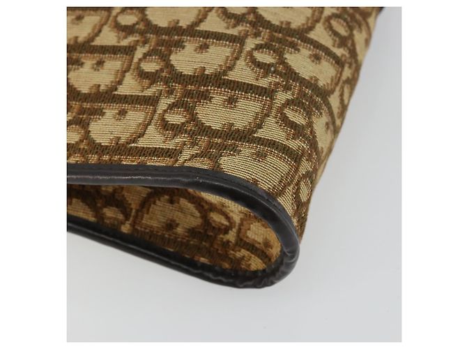 Borsa a Spalla in Tela Trotter Christian Dior Beige Oro Auth 177208 D'oro - vista 13