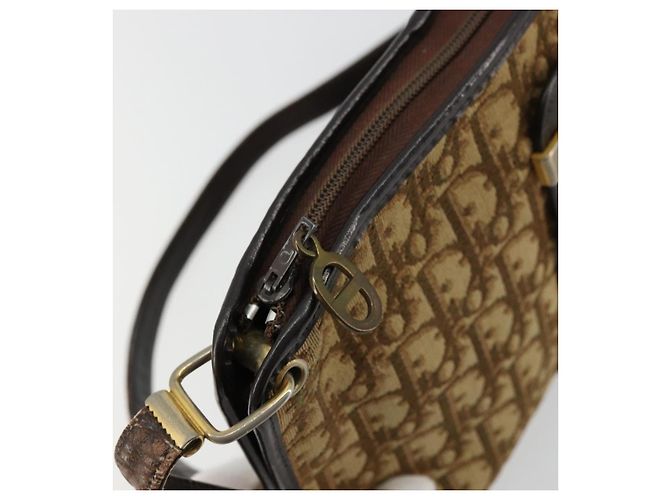 Borsa a Spalla in Tela Trotter Christian Dior Beige Oro Auth 177208 D'oro - vista 15