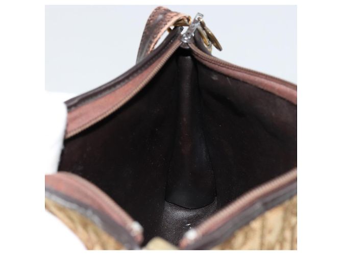 Borsa a Spalla in Tela Trotter Christian Dior Beige Oro Auth 177208 D'oro - vista 18