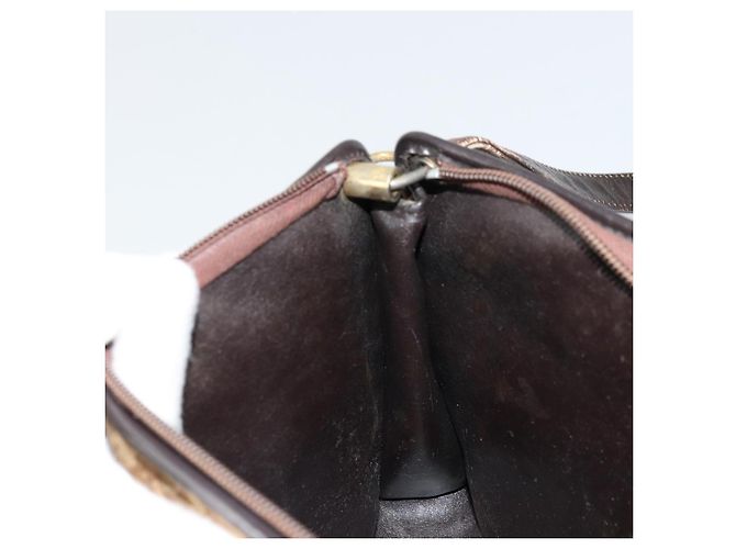 Borsa a Spalla in Tela Trotter Christian Dior Beige Oro Auth 177208 D'oro - vista 19