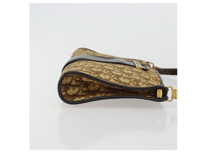 Borsa a Spalla in Tela Trotter Christian Dior Beige Oro Auth 177208 D'oro - vista 4