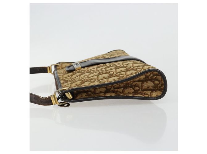 Borsa a Spalla in Tela Trotter Christian Dior Beige Oro Auth 177208 D'oro - vista 5