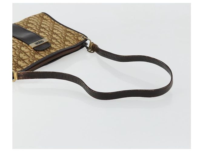 Borsa a Spalla in Tela Trotter Christian Dior Beige Oro Auth 177208 D'oro - vista 7