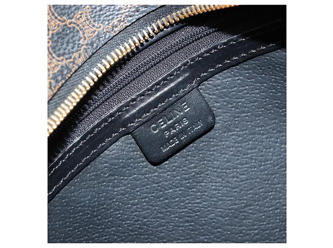Céline Borsa a mano in tela Macadam CELINE in pelle PVC nera e oro Auth 177722 Nero D'oro - vista 18