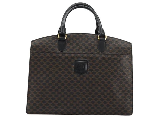 Céline Borsa a mano in tela Macadam CELINE in pelle PVC nera e oro Auth 177722 Nero D'oro - vista 2