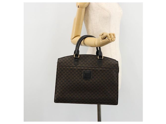 Céline Borsa a mano in tela Macadam CELINE in pelle PVC nera e oro Auth 177722 Nero D'oro - vista 26