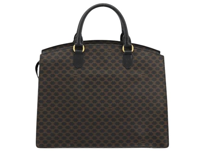Céline Borsa a mano in tela Macadam CELINE in pelle PVC nera e oro Auth 177722 Nero D'oro - vista 3