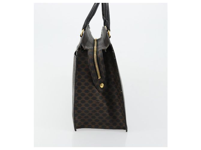 Céline Borsa a mano in tela Macadam CELINE in pelle PVC nera e oro Auth 177722 Nero D'oro - vista 5