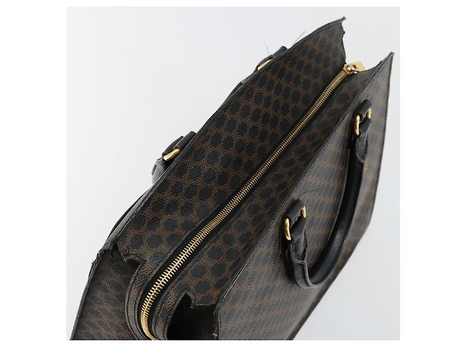 Céline Borsa a mano in tela Macadam CELINE in pelle PVC nera e oro Auth 177722 Nero D'oro - vista 6
