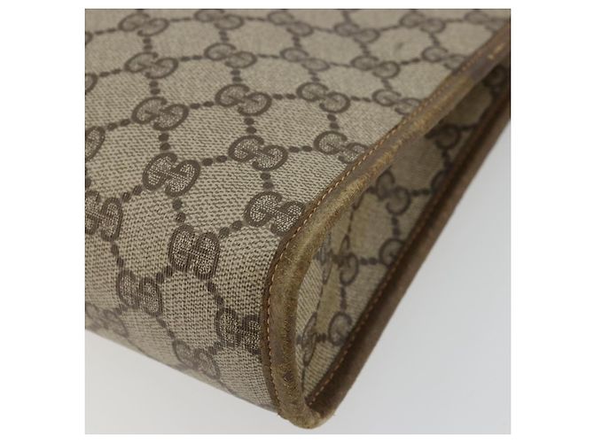 GUCCI GG Supreme Clutch Bag PVC Beige Oro 97 01 038 Auth 177482 D'oro - vista 10