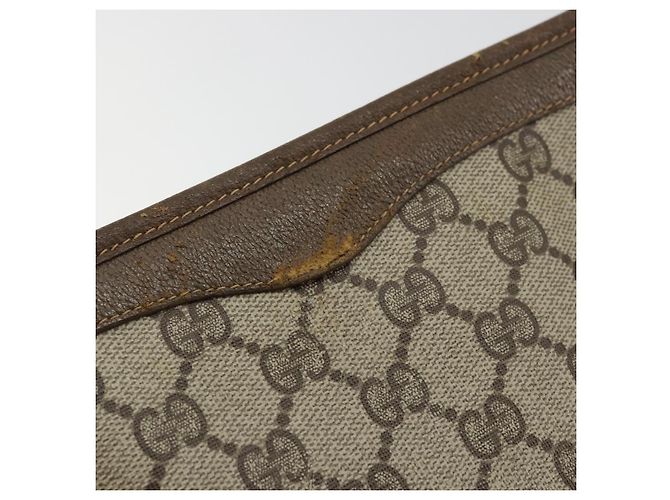GUCCI GG Supreme Clutch Bag PVC Beige Oro 97 01 038 Auth 177482 D'oro - vista 12
