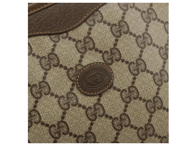 GUCCI GG Supreme Clutch Bag PVC Beige Oro 97 01 038 Auth 177482 D'oro - vista 13