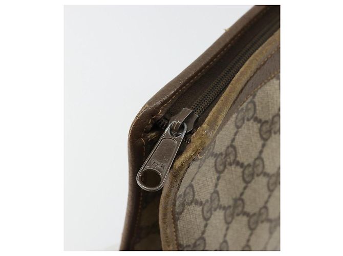 GUCCI GG Supreme Clutch Bag PVC Beige Oro 97 01 038 Auth 177482 D'oro - vista 14