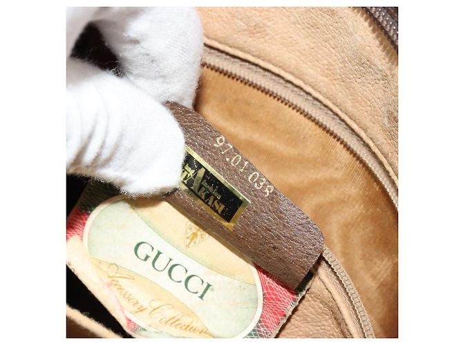 GUCCI GG Supreme Clutch Bag PVC Beige Oro 97 01 038 Auth 177482 D'oro - vista 22