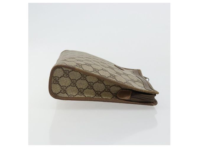 GUCCI GG Supreme Clutch Bag PVC Beige Oro 97 01 038 Auth 177482 D'oro - vista 4
