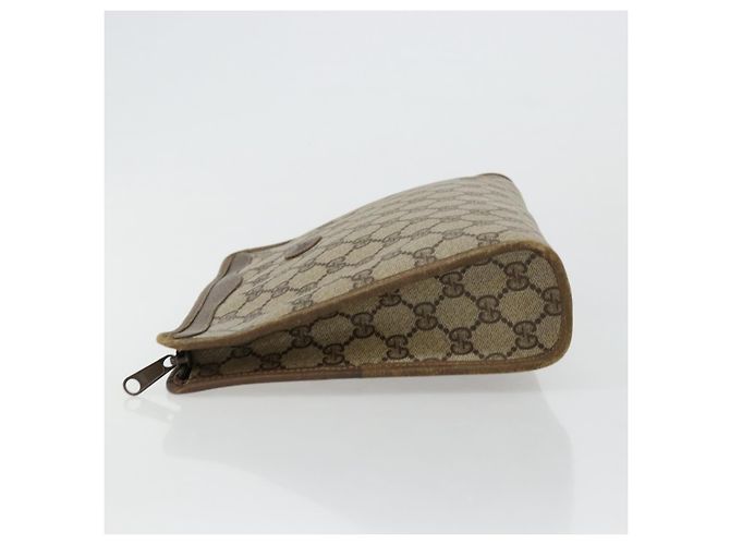 GUCCI GG Supreme Clutch Bag PVC Beige Oro 97 01 038 Auth 177482 D'oro - vista 5