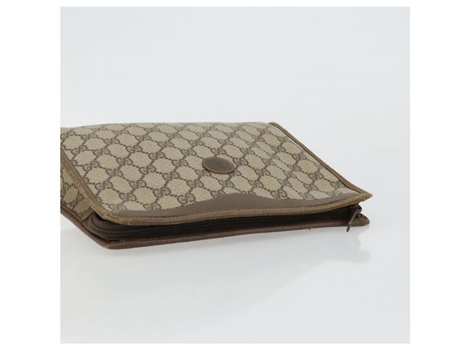 GUCCI GG Supreme Clutch Bag PVC Beige Oro 97 01 038 Auth 177482 D'oro - vista 6