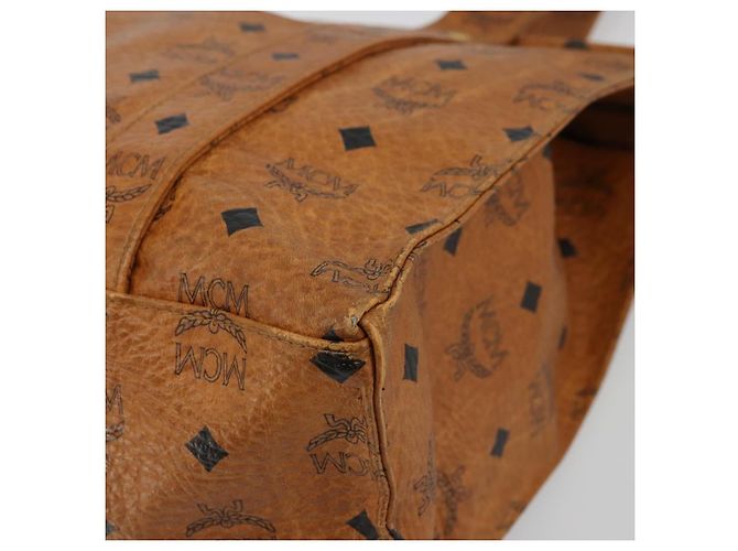 Borsa Tote MCM Vicetos Logogram in pelle PVC marrone oro Auth BA12397A D'oro - vista 10